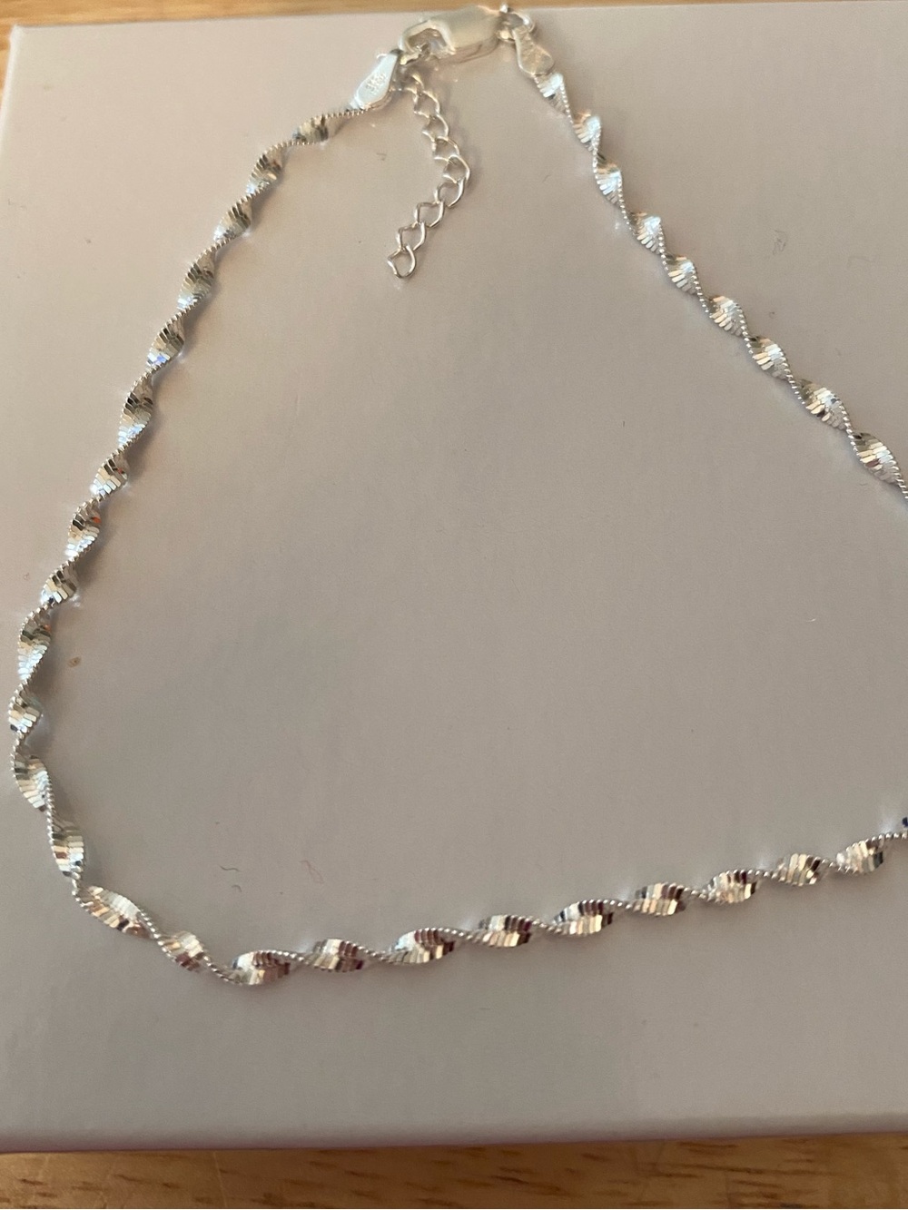 925 Sterling Silver Twist Chain Anklet